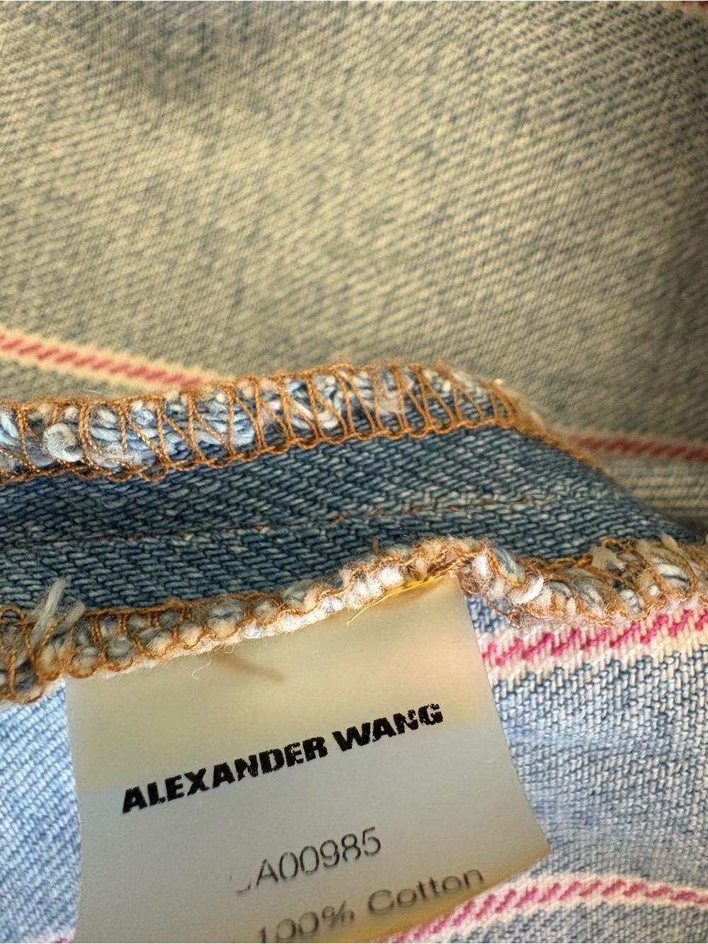Alexander Wang Light Blue Mini Skirt with Pink Stripe Detail - Picture 4 of 4